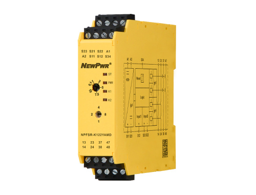 NPFSR-K122YAMD Реле безопасности NPFSR-K122YAMD, 2NO, non-delay + 2NO, d-delay, 24В DC, SIL3
